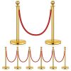 Stainless Steel Stanchion Posts with Red Rope, 8 Pack - Thumbnail 1