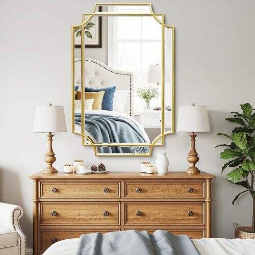 Beveled Gold Wall Mirror, 36" x 24" - Lot 169