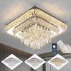 Elegant LED Crystal Raindrop Ceiling Light,18in Square Flush Mount - Thumbnail 1