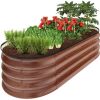 Outdoor Raised Metal Oval Garden Bed, Planter Box - 4x2x1ft - Thumbnail 1