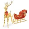 Lighted Christmas Reindeer & Sleigh Outdoor Decor Set w/ LED Lights - Thumbnail 1
