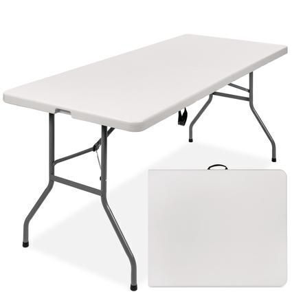 Portable Folding Plastic Dining Table w/ Handle, Lock - 6ft - Lot 619