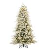7.5' Pre-Lit Flocked Full Aspen Christmas Tree w/ 2-in-1 Glowing LED Lights - Thumbnail 1
