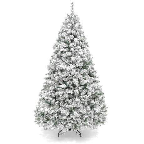 7.5' Snow Flocked Artificial Pine Christmas Tree w/ Foldable Metal Base - Lot 319