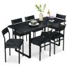 7-Piece Modern Dining Set, Kitchen Table w/ 6 Chairs, Metal Frame - Thumbnail 1