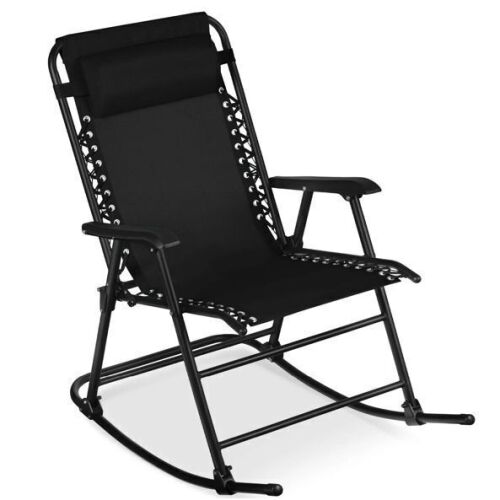 Folding Outdoor Zero Gravity Rocking Lounge Chair w/ Headrest Pillow - Lot 217
