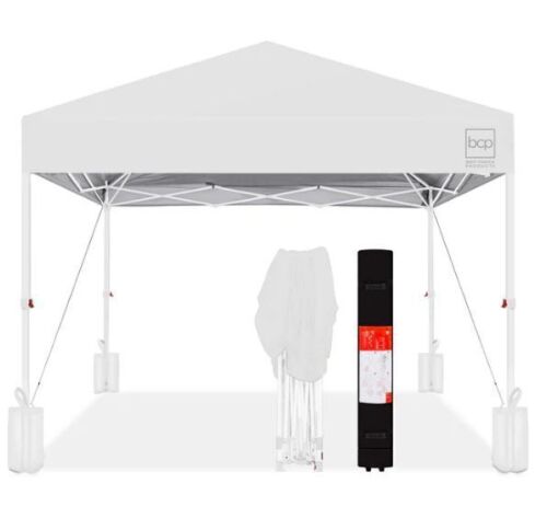 One-Person Setup Instant Pop Up Canopy w/ Case, 4 Weight Bags - 10x10ft - Lot 208
