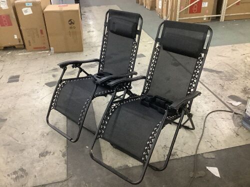 Set of 2 Adjustable Zero Gravity Patio Chair Recliners w/ Cup Holders - Lot 117