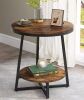 BYBLIGHT Kerlin 20 in. Rustic Brown Round Wood End Table - Thumbnail 1