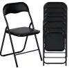 Homy Casa MAGOIU Black Metal Folding Utility Chair with Plastic Padded Seat and Steel Frame, Set of 6 - Thumbnail 1