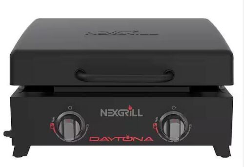 Nexgrill Daytona 2-Burner Flat Top Griddle Portable Propane Gas Grill in Black - Lot 73JF