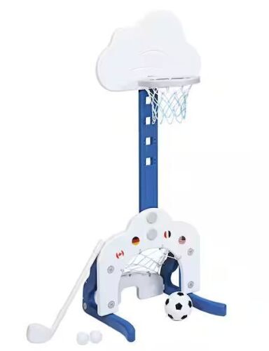 HONEY JOY 3-in-1 Toddler Basketball Hoop Game Set White - Lot 806JF