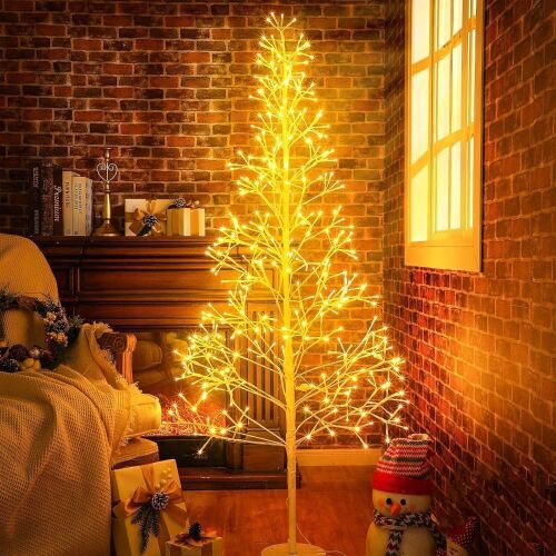 VIHOSE 5 Ft 384 LED Christmas Lighted Birch Tree - Lot 780