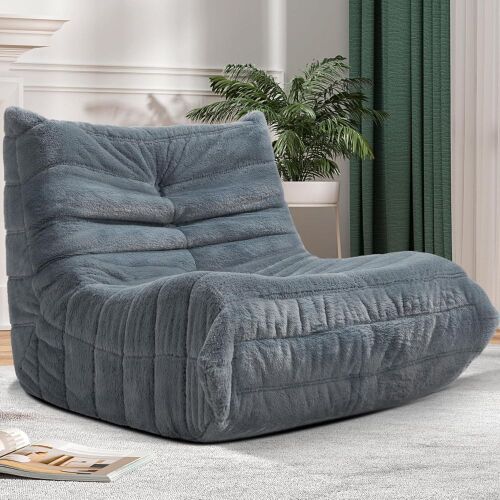 Memory Foam Bean Bag Chair, Grey Plush - Lot 149
