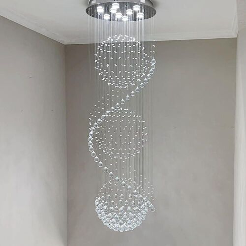 Sefinn Four Modern Crystal Chandelier Spiral Sphere Design 9 Light, 79" x 24" - Lot 192