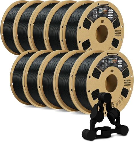 OVERTURE PETG 3D Printer Filament 1.75mm, Dimensional Accuracy +/- 0.02mm, Fit Most FDM Printers, 10 Pack - Lot 545