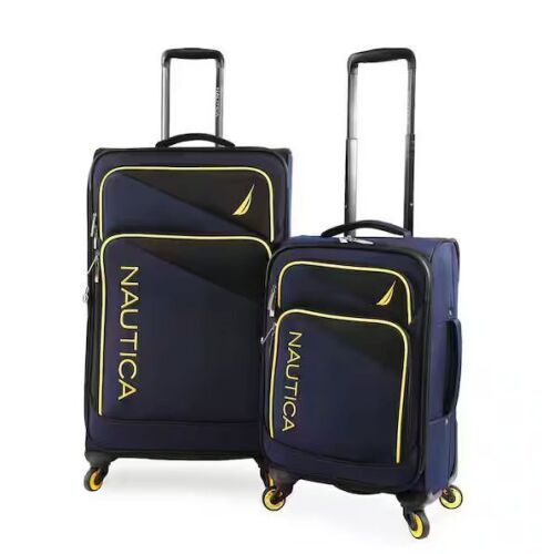 Nautica Emry 2-pcs Softside Luggage Set - Navy/Yellow - Lot 62JF