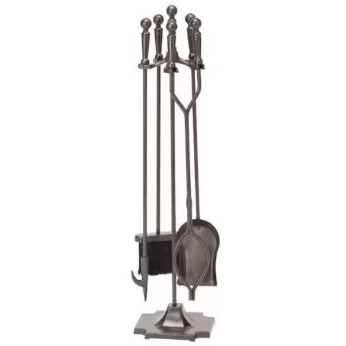 UniFlame Bronze 5-Piece Fireplace Tool Set with Ball Handles and Pedestal Base - Lot 868JF