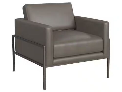 Homepop Pewter Gray Faux Leather Modern Metal Frame Accent Chair - Lot 38JF