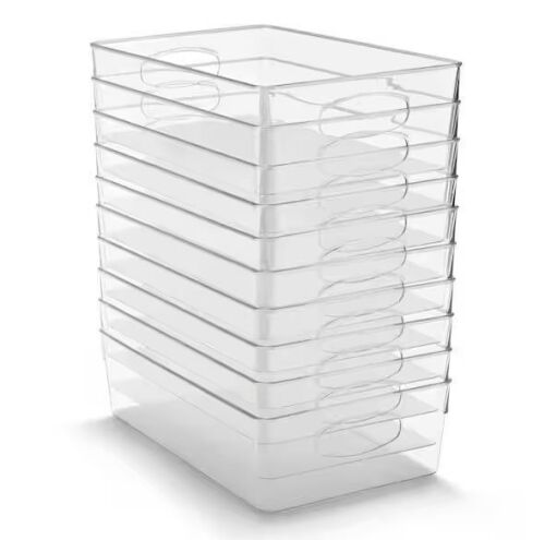 Sorbus Extra Large Clear Plastic Storage Bins for Shelves with Handles-10-Pack - Lot 889JF