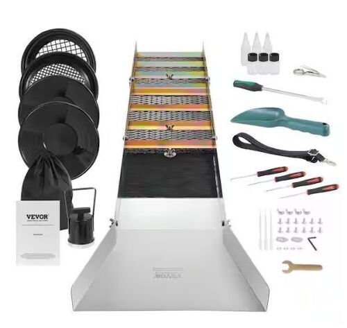 VEVOR Complete Sluice Box Gold Panning Kit, 50in. Folding Aluminum Alloy Gold Mining Equipment, 23 PCS - Lot 23JF