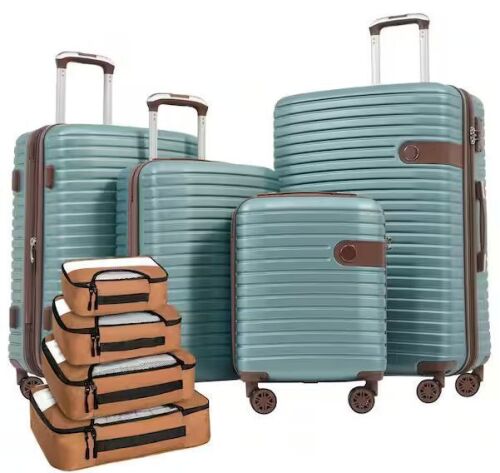 Merax Light-Weight 4-Piece Blue Expandable ABS Hardshell Spinner Luggage Set with 4-Packing Cubes - Lot 24JF