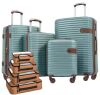 Merax Light-Weight 4-Piece Blue Expandable ABS Hardshell Spinner Luggage Set with 4-Packing Cubes - Thumbnail 1
