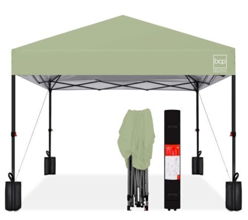 One-Person Setup Instant Pop Up Canopy w/ Case, 4 Weight Bags - 8x8ft - Lot 205