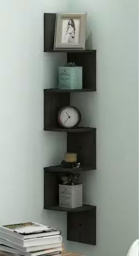 Furinno 48.8 in. Espresso Wood 5-shelf Wall Mount Corner Bookcase - Lot 909JF