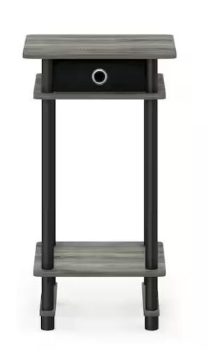 Furinno Turn-N-Tube French Oak Grey/Black/Black Tall End Table - Lot 910JF