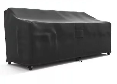 KHOMO GEAR Medium Black Love Seat Weatherproof Outdoor Patio Sofa Protector Cover - Lot 923JF