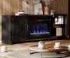 Bestier 63 in. Freestanding Electric Fireplace TV Stand in Black Fits TVs up to 70 in. with Storage Cabinet - Thumbnail 1