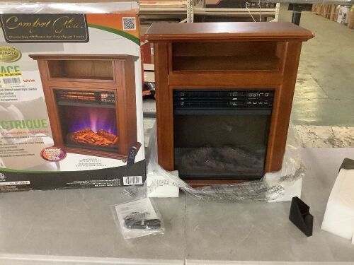 Comfort Glow 1500-Watt Infrared Quartz Electric Fireplace with French Walnut Finish - Lot 861JF