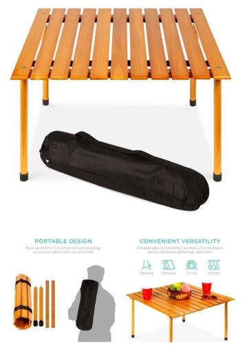 Foldable Indoor Outdoor Wooden Table w/ Carrying Case - 28x28in - Lot 370
