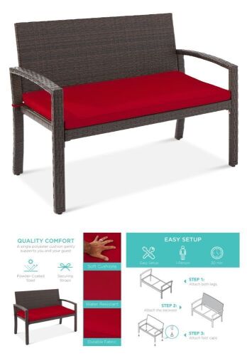 2-Person Wicker Porch Bench for Outdoor, Garden w/ 700lb Capacity - 47in - Lot 371