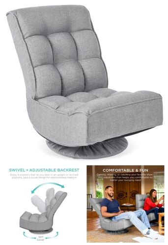 Folding Floor Gaming Chair w/ 360-Degree Swivel, 4 Adjustable Positions - Lot 392