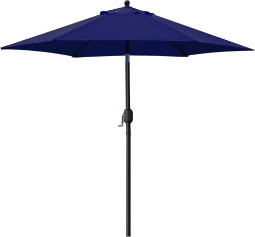7.5' Patio Umbrella Outdoor Table Market Umbrella with Push Button Tilt/Crank, 6 Ribs - Lot 3902