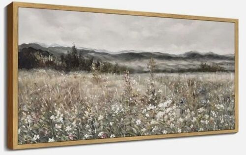 Vintage Framed Meadow Landscape Wall Art - Lot 3906