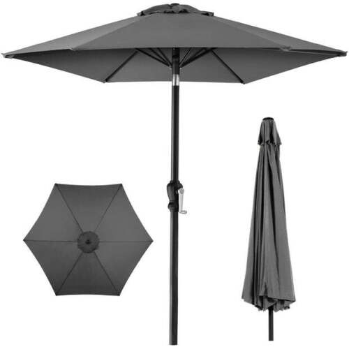 Outdoor Steel Market Patio Umbrella Decoration w/ Tilt, Crank Lift - 10ft - Lot 3912