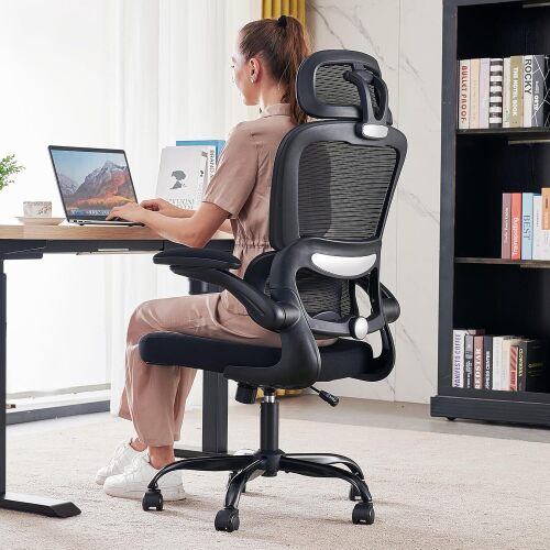 TRALT Office Chair Ergonomic Desk Chair, 330 LBS Home Mesh Office Desk Chairs with Wheels, Comfortable Gaming Chair, High Back Office Chair for Long Hours (Black) - Lot 3913