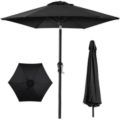 Outdoor Steel Market Patio Umbrella Decoration w/ Tilt, Crank Lift - 10ft - Lot 3927
