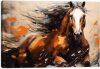Horse Canvas Wall Art, Brown Horse Running Painting Picture Print Abstract Horses Graffiti Poster Print for Bedroom Living Room Decor - Thumbnail 1