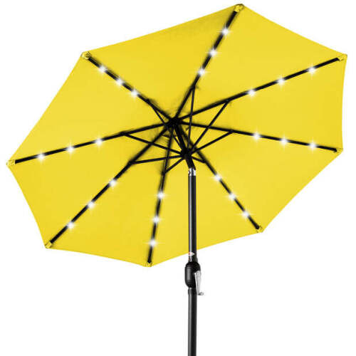 Solar LED Lighted Patio Umbrella w/ Tilt Adjustment, UV-Resistant - 10ft - Lot 3962