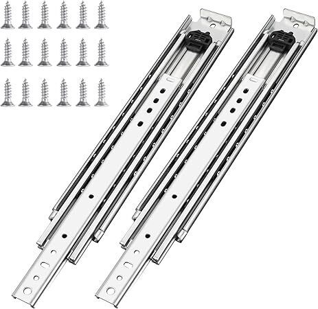 KCOLVSION 1 Pair 38 Inch 500 Lb Capacity Heavy Duty Drawer Slides with Screws,Side Mount Full Extension 3 Fold Ball Bearing Stainless Steel Hardware Drawer Rails,Industrial DIY - Lot 4022