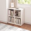 NELYE 4 Cube Organizer Bookcase - Fabric Storage Bins Container, Open Shelf Simple Compartments Bookshelf, White - Thumbnail 1