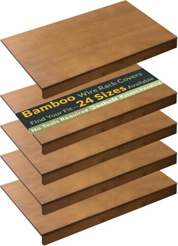 Gashell Wire Shelf Covers, Bamboo Wire Rack Covers for Pantry, Closet, 4 PCS - Lot 4041