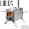 TOUNTO Wood Burning Stove,Portable Camping Stove with Chimney Pipes,Front Window，Side Racks,Mini Wood Stove for Outside Tent,Cookout,Truck Travel and inside Woodcutter's Cottage - Thumbnail 1