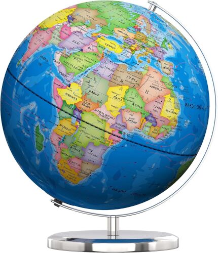 SOUNDANCE 13 Inch World Globe with Stable Heavy Metal Base, Educational Globe for Kids Learning, Large Globes Lamp with Colorful HD World Map Details, LED - Lot 4057