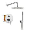 CLIHOME 10-Inch Two-function Wall Mount Round Shower System Set With Pressure Balance Valve in Chrome - Thumbnail 1