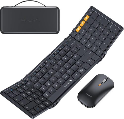 Foldable Keyboard and Mouse, Full-Size Folding Wireless Keyboard Mouse Combo - Lot 4003